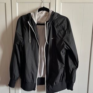 Nike Men's Black and White Windbreaker Jacket